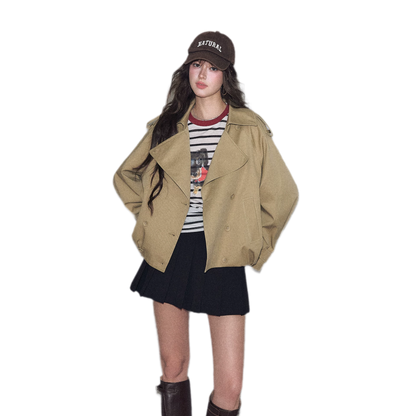 Cotton Cropped Double-Breasted Trench
