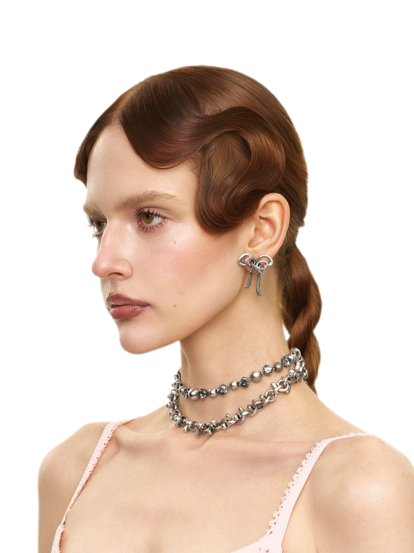 Vintage Bowknot &amp; Zircon Layered Choker