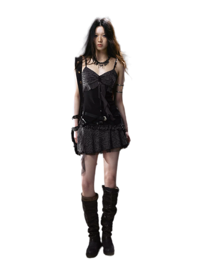 Ruched Mesh Strap Dress