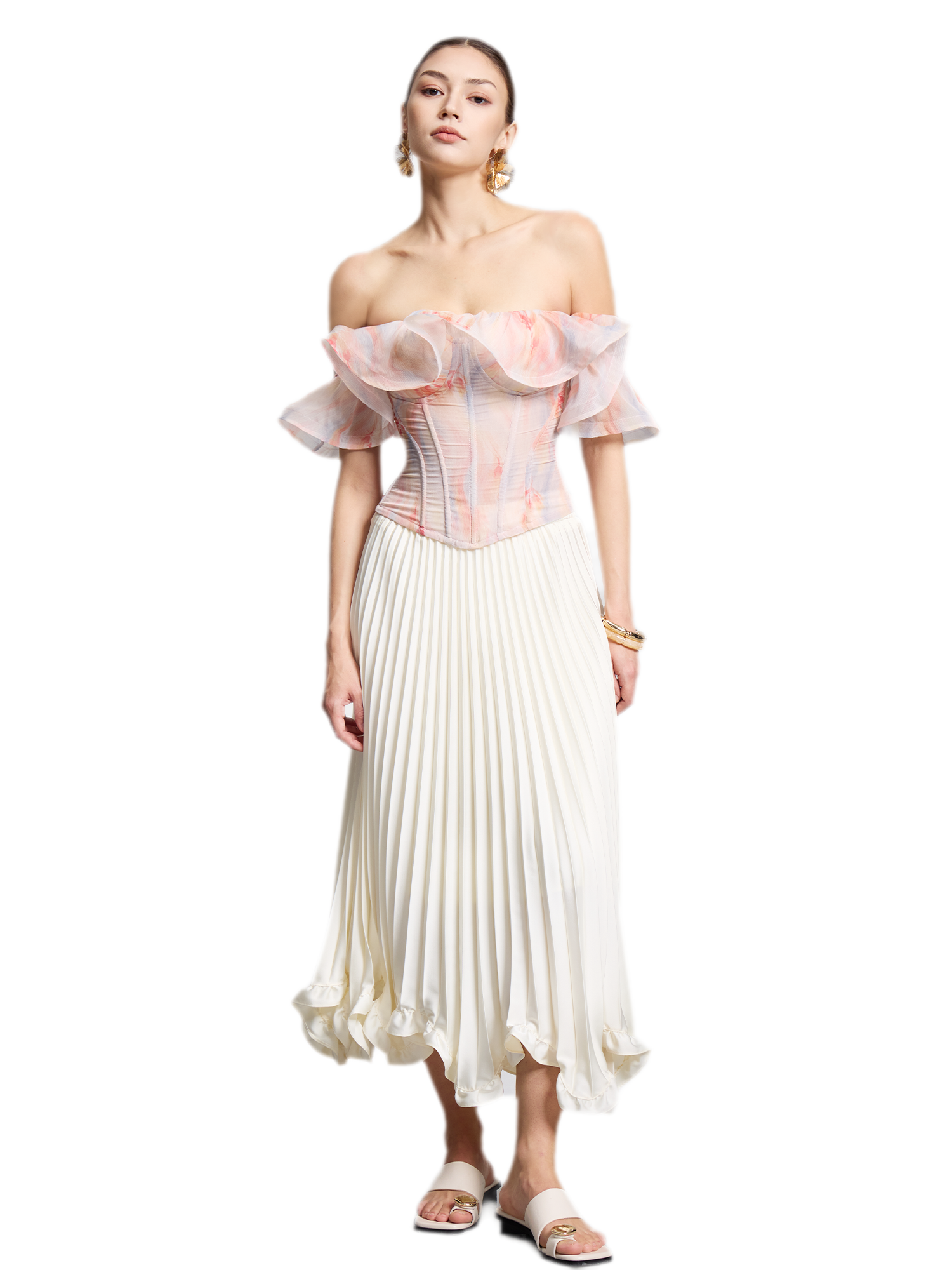 Rainbow Ruffle Corset Bustier