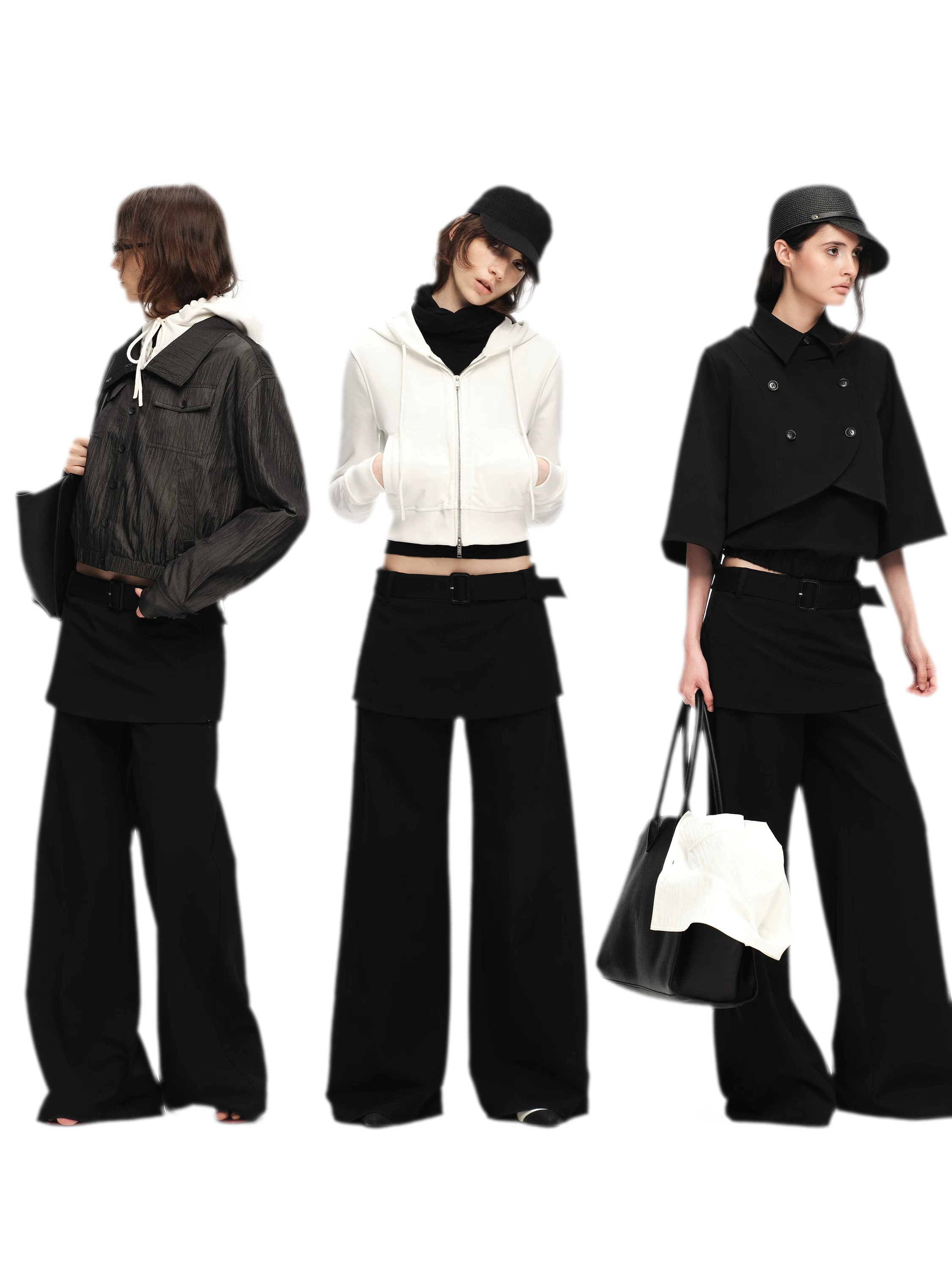 Structured Faux-Layer Wide-Leg Trousers