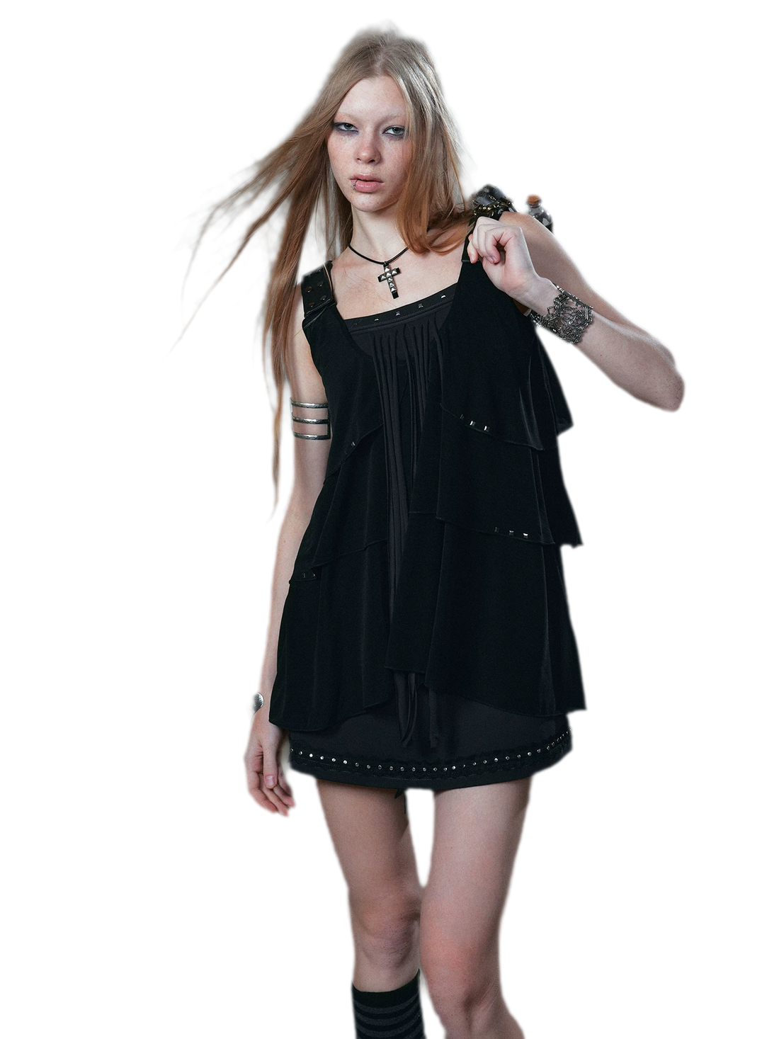 Ruffle Rivet Tiered Cami Dress