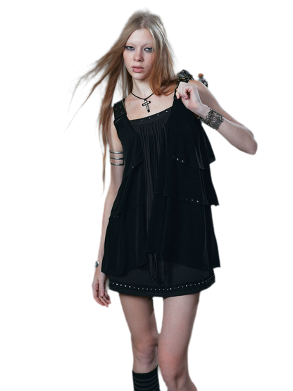 Ruffle Rivet Tiered Cami Dress