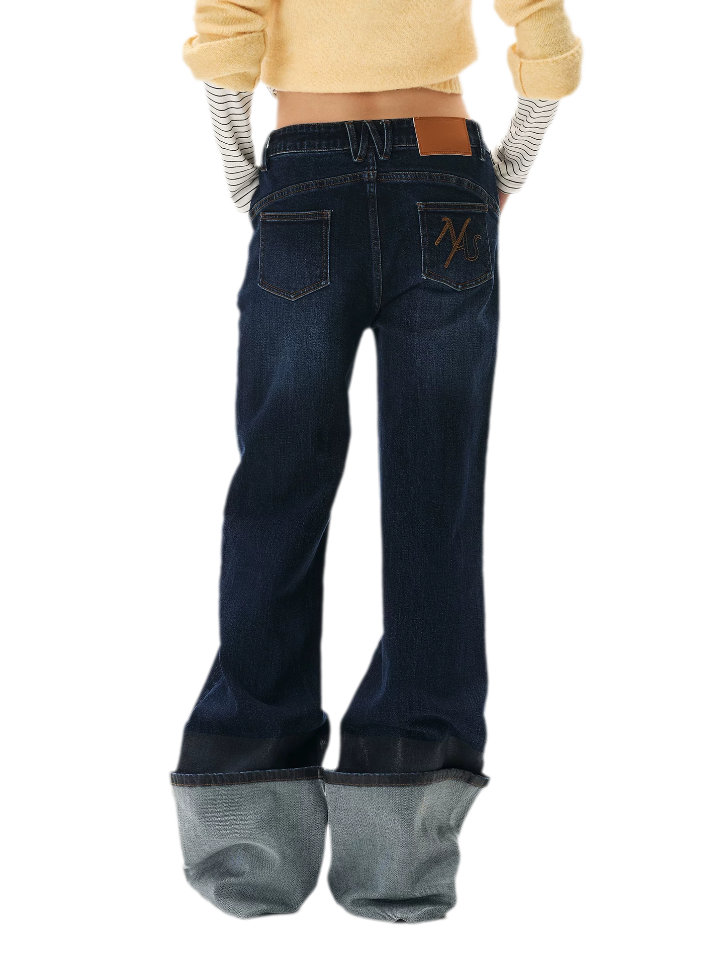 Washed Asymmetric Flare Jeans
