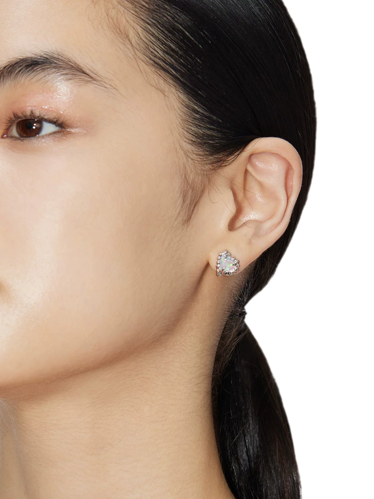 Heart Opal Silver Earrings