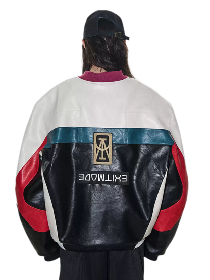 Color-Blocked Embroidered Padded Jacket