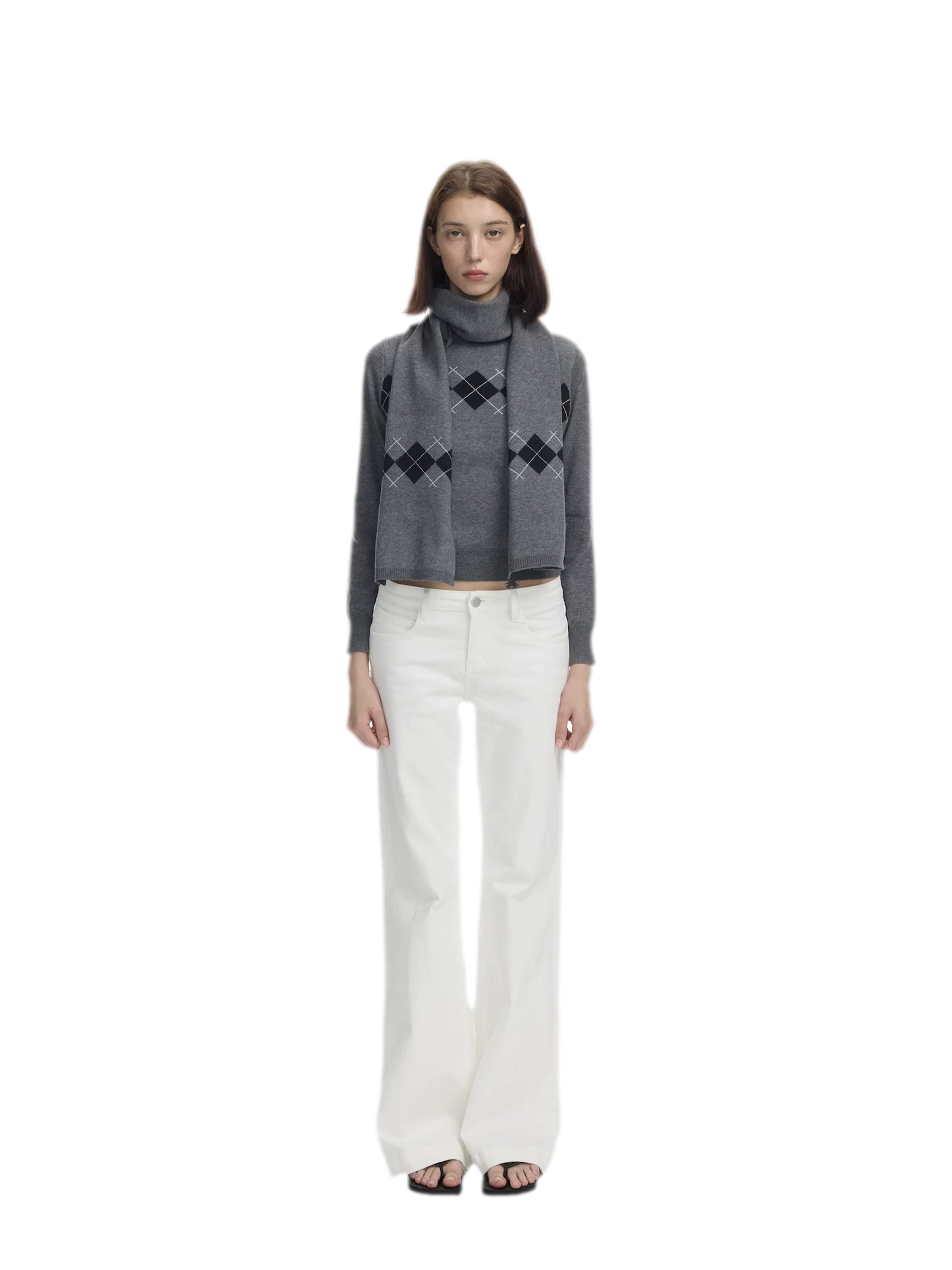 Argyle Waist-Shaped Sweater Set
