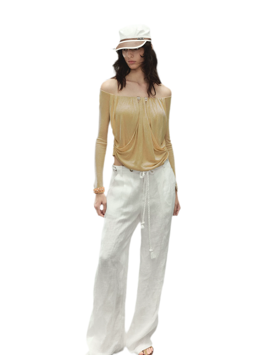 Relaxed Fit Linen Blend Wide-Leg Pants