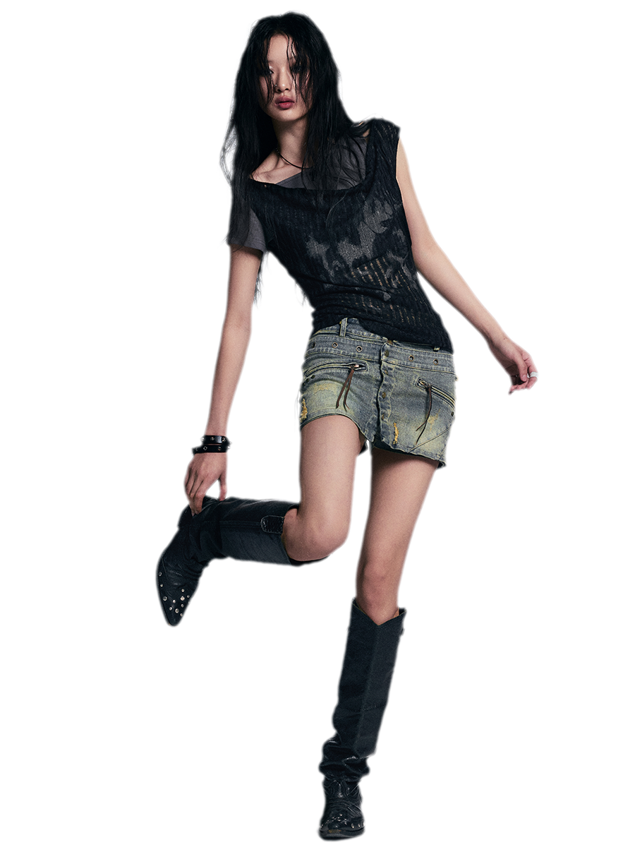 Punk Graffiti Layered T‑Shirt