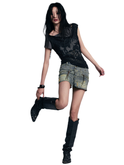 Punk Graffiti Layered T‑Shirt