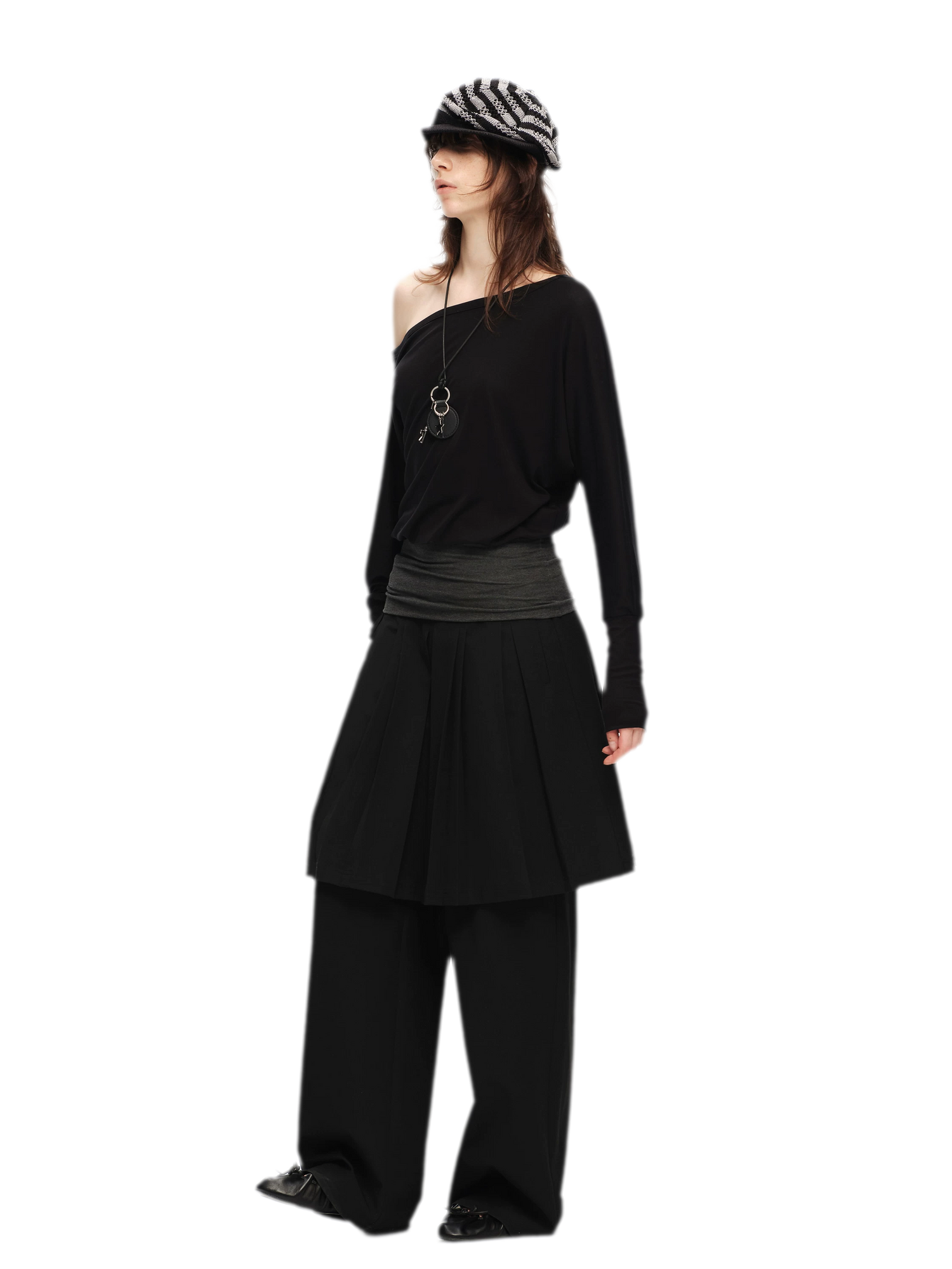 Pleated Layered Skirt Pants