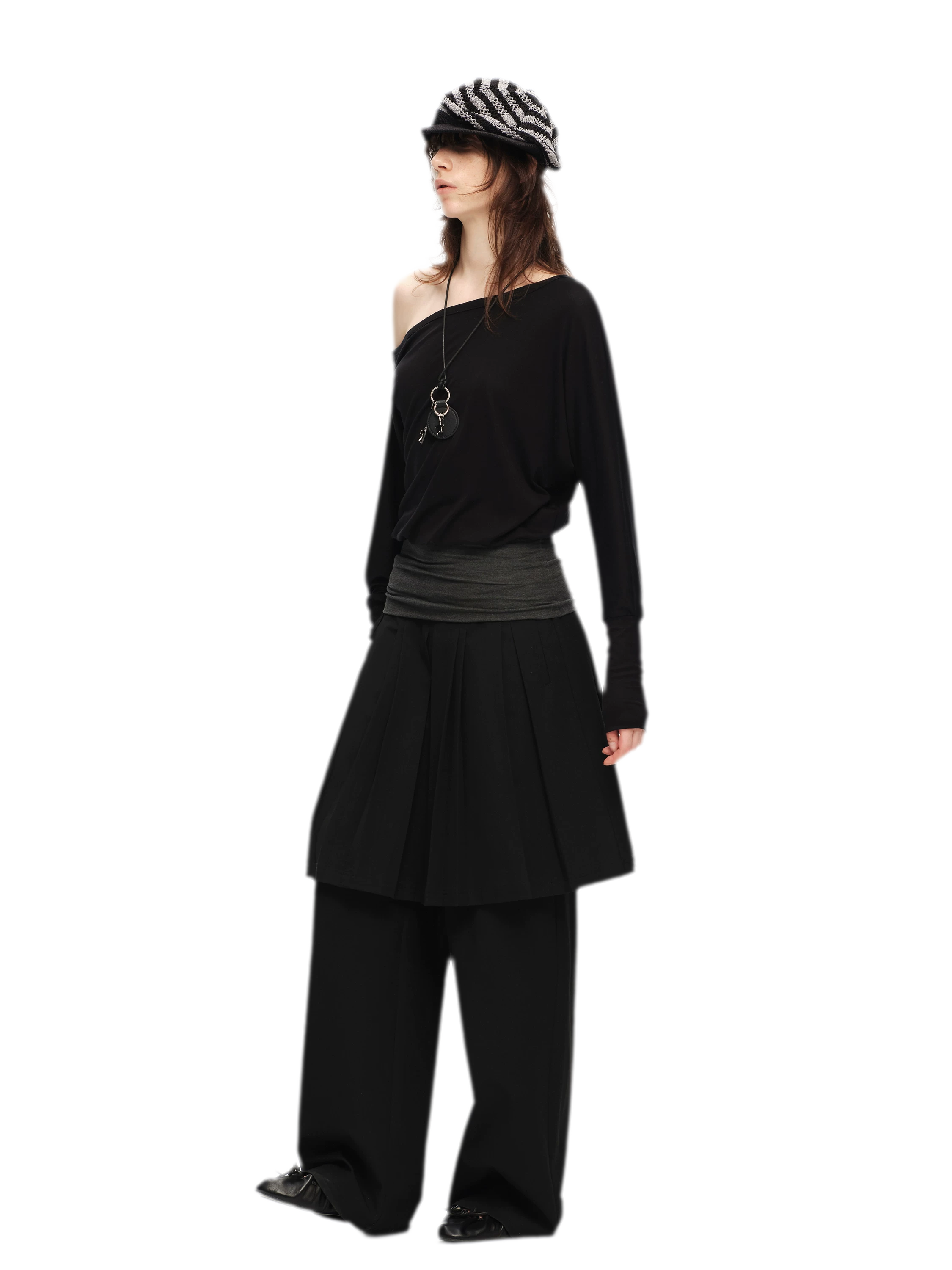 Pleated Layered Skirt Pants
