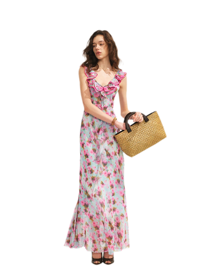 Floral Ruffle Maxi Dress