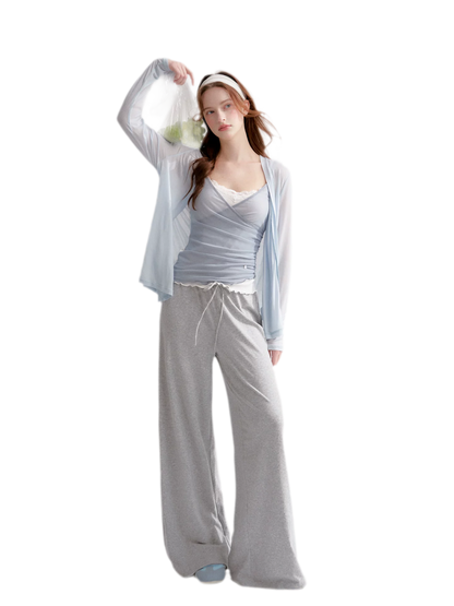 Lyocell Elastic Waist Straight Pants