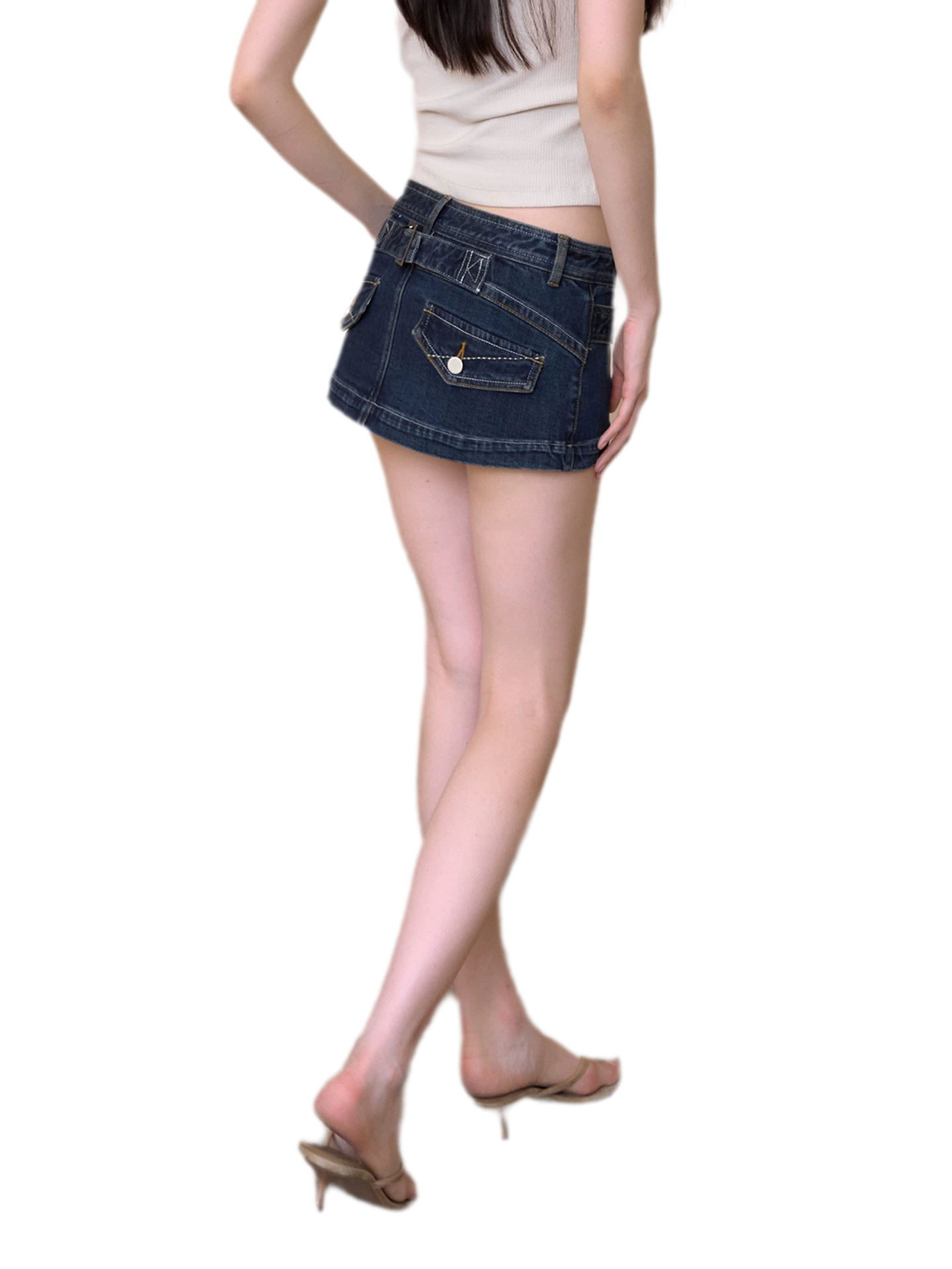 Washed Blue Mini Skirt