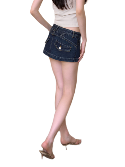 Washed Blue Mini Skirt