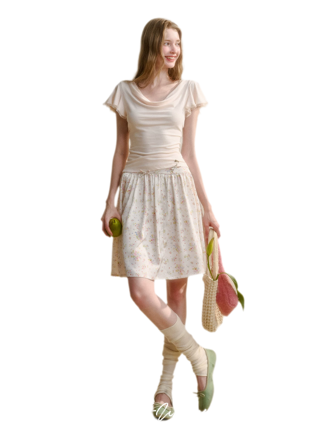 Airy V-Neck Ribbed T-Shirt