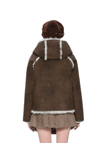 Veste courte réversible en fausse fourrure