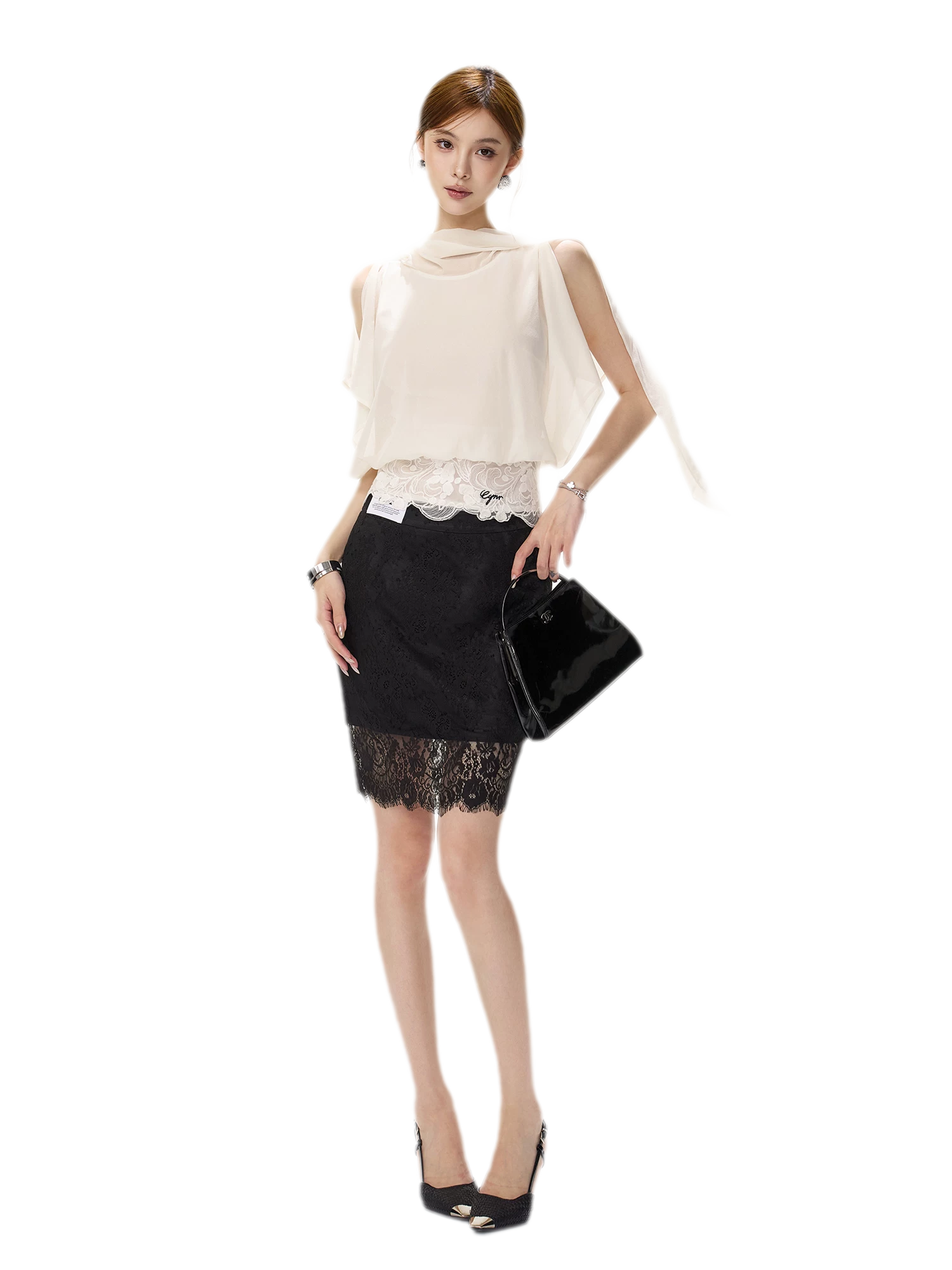 Off-Shoulder Chiffon Blouse