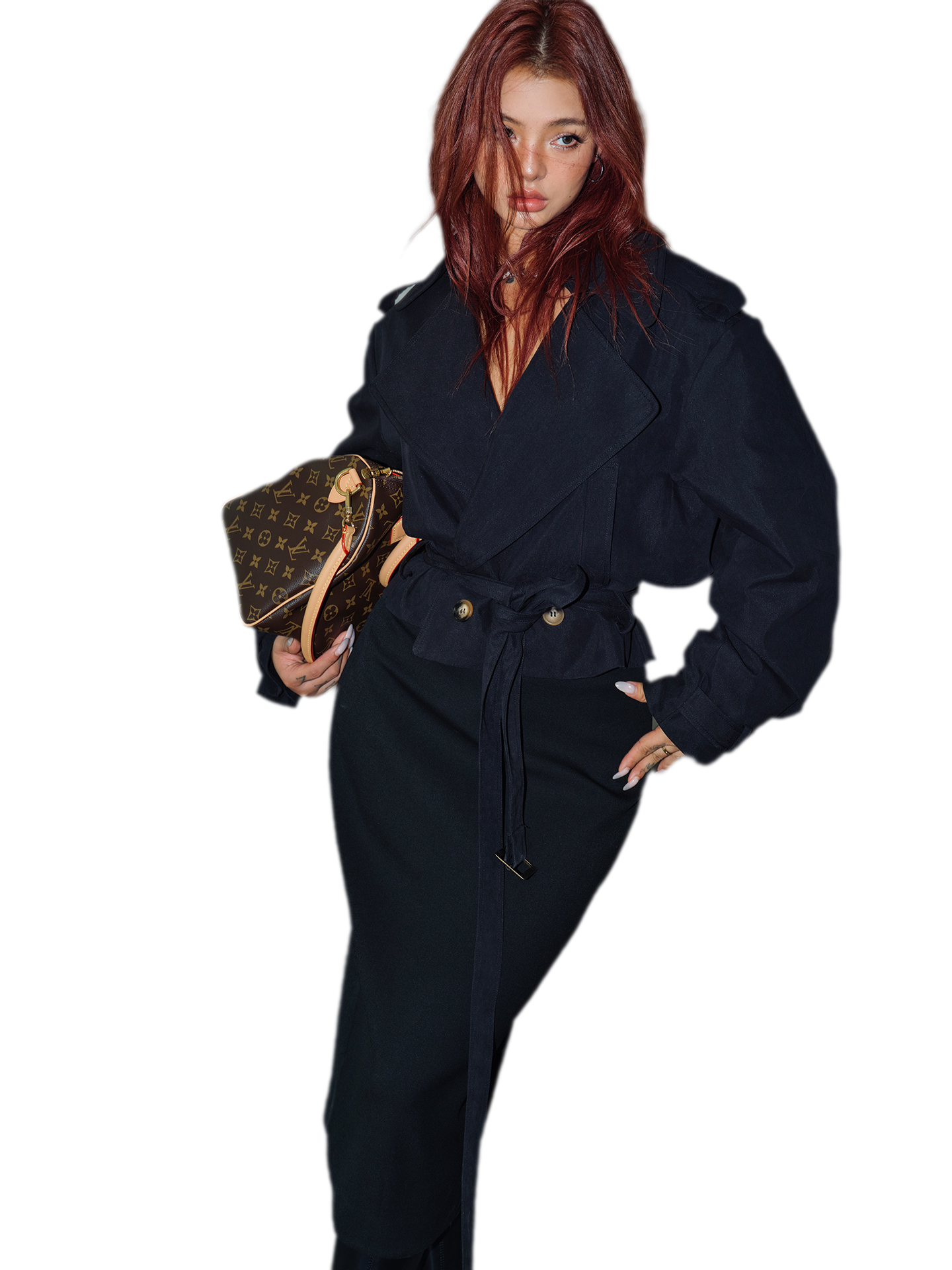 Cropped Belted Trench Jacket