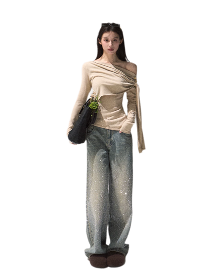 Draped Wrap Knit Top