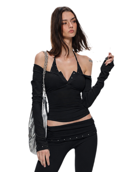 Rivet Sleeve Cover-Up Bikini