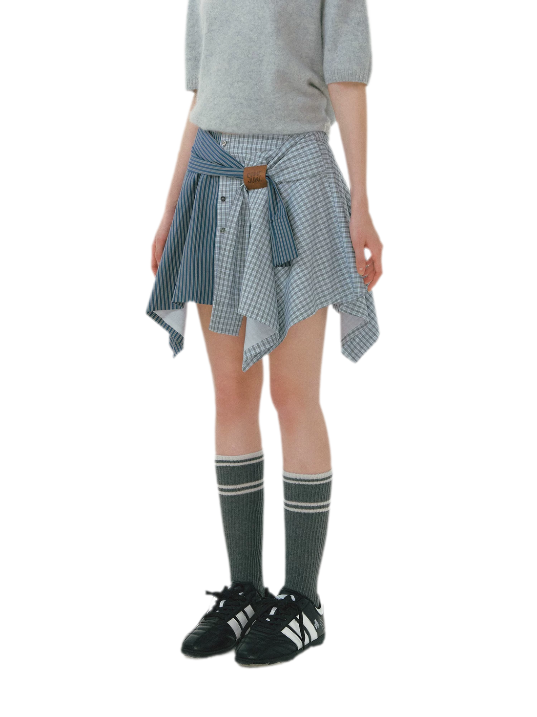 Patchwork Asymmetrical Plaid Skort