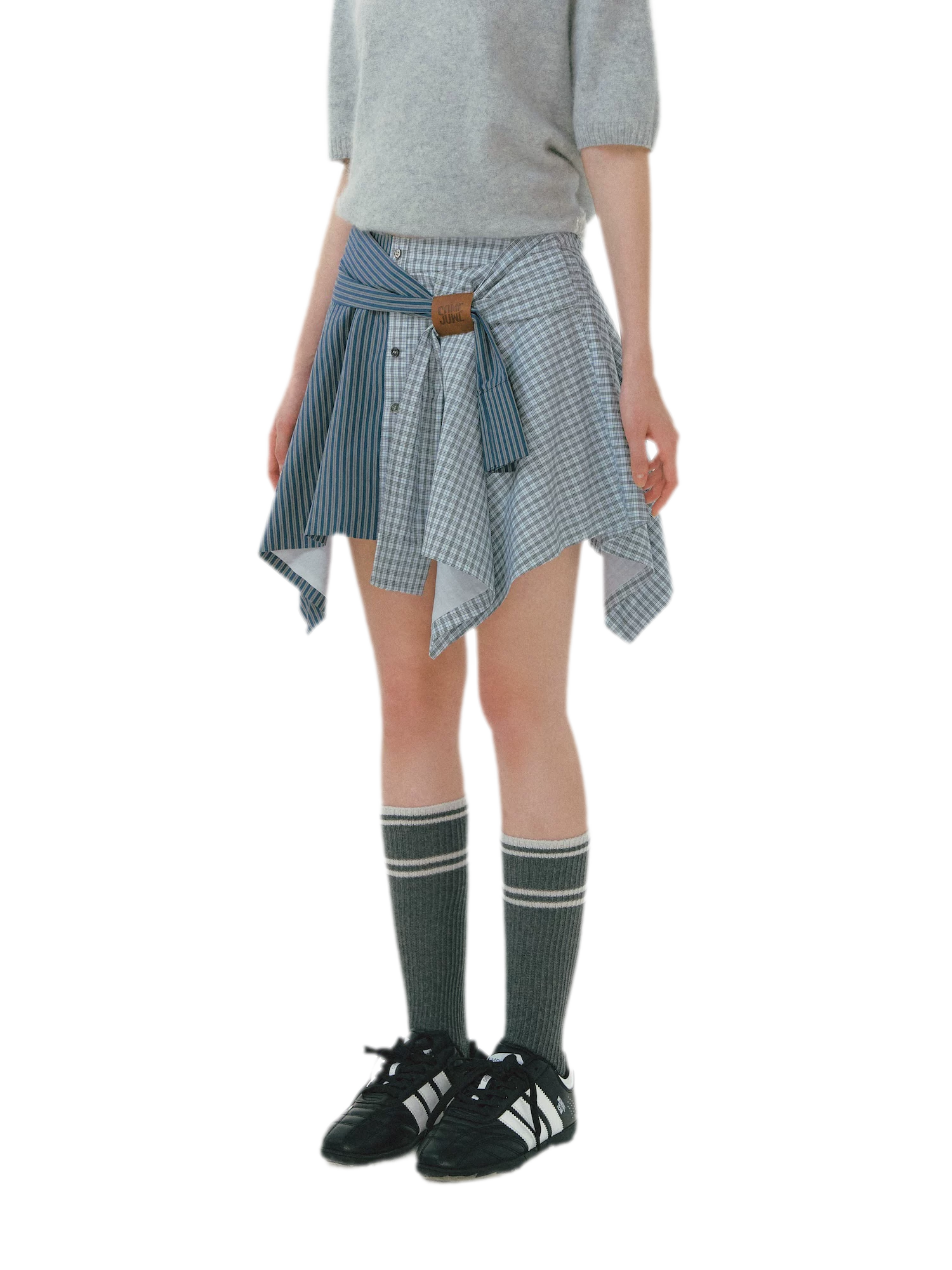 Patchwork Asymmetrical Plaid Skort