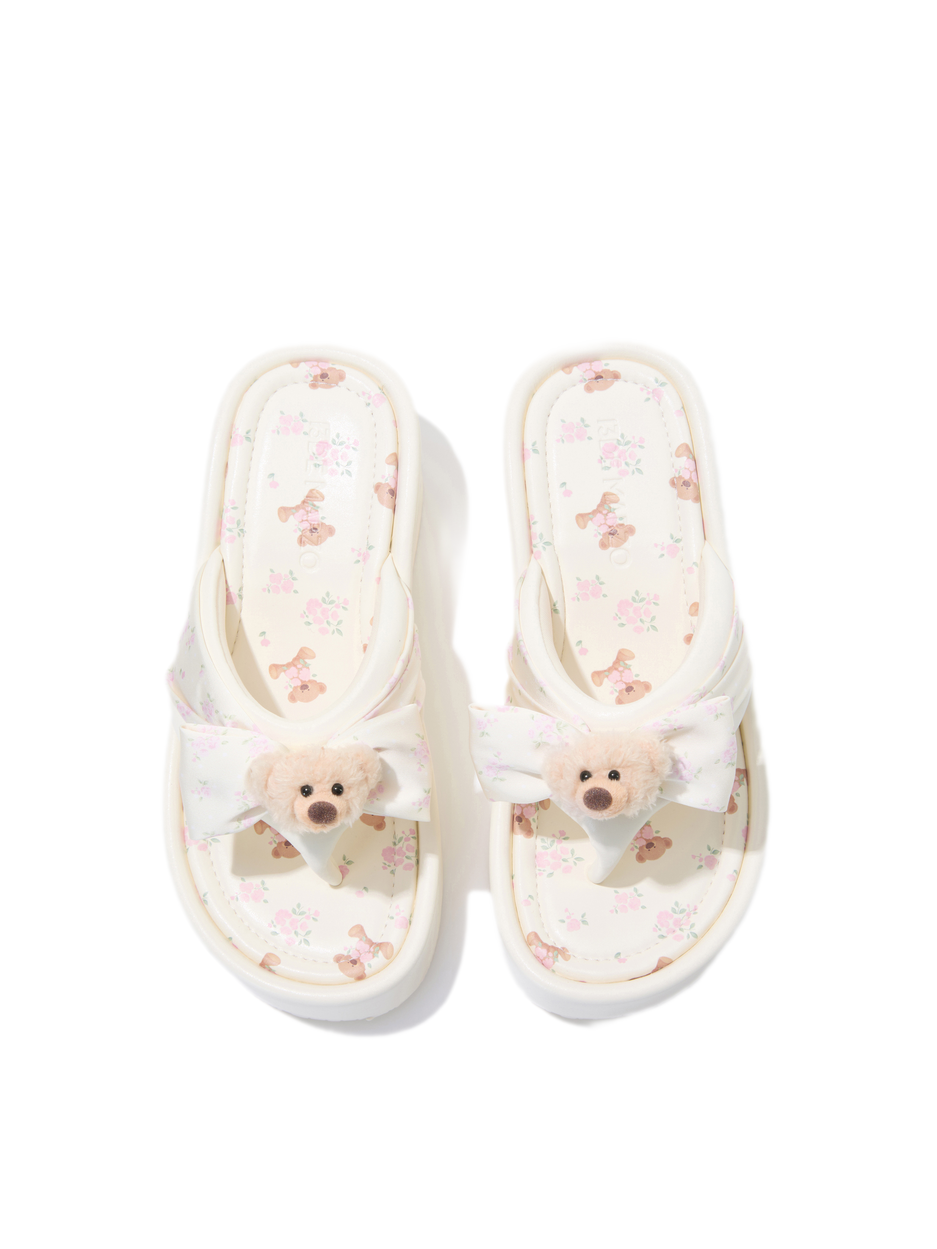 Floral Wedge Thong Sandals