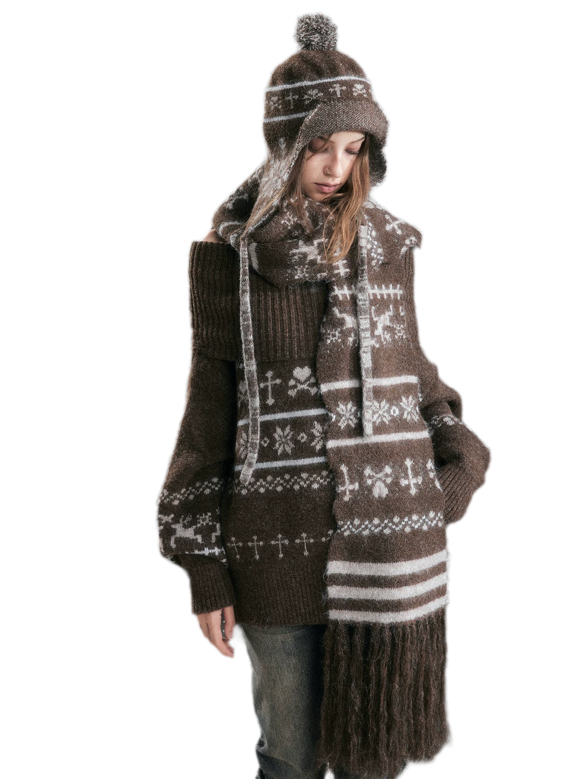 Fair Isle Ear-Flap Knit Hat