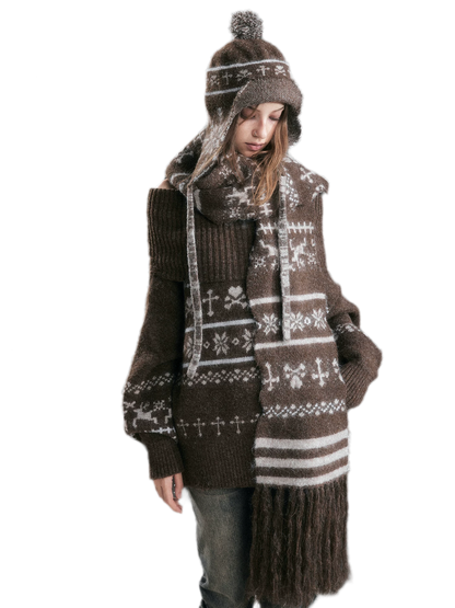 Fair Isle Ear-Flap Knit Hat