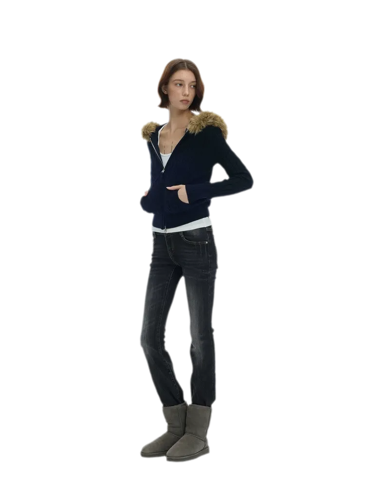 Washed Low-Rise Flare Jeans