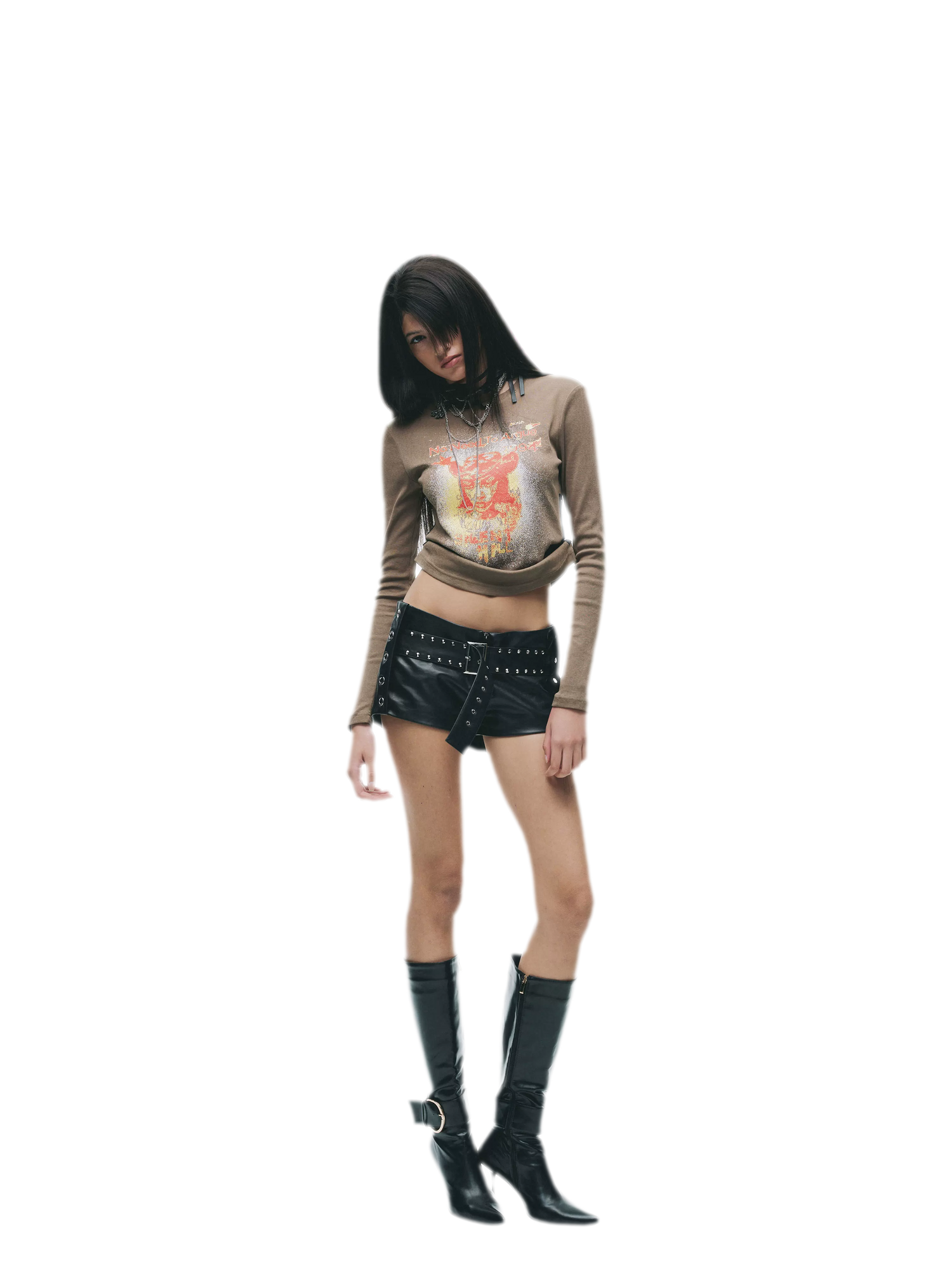 Graphic Buckle Cropped T-Shirt