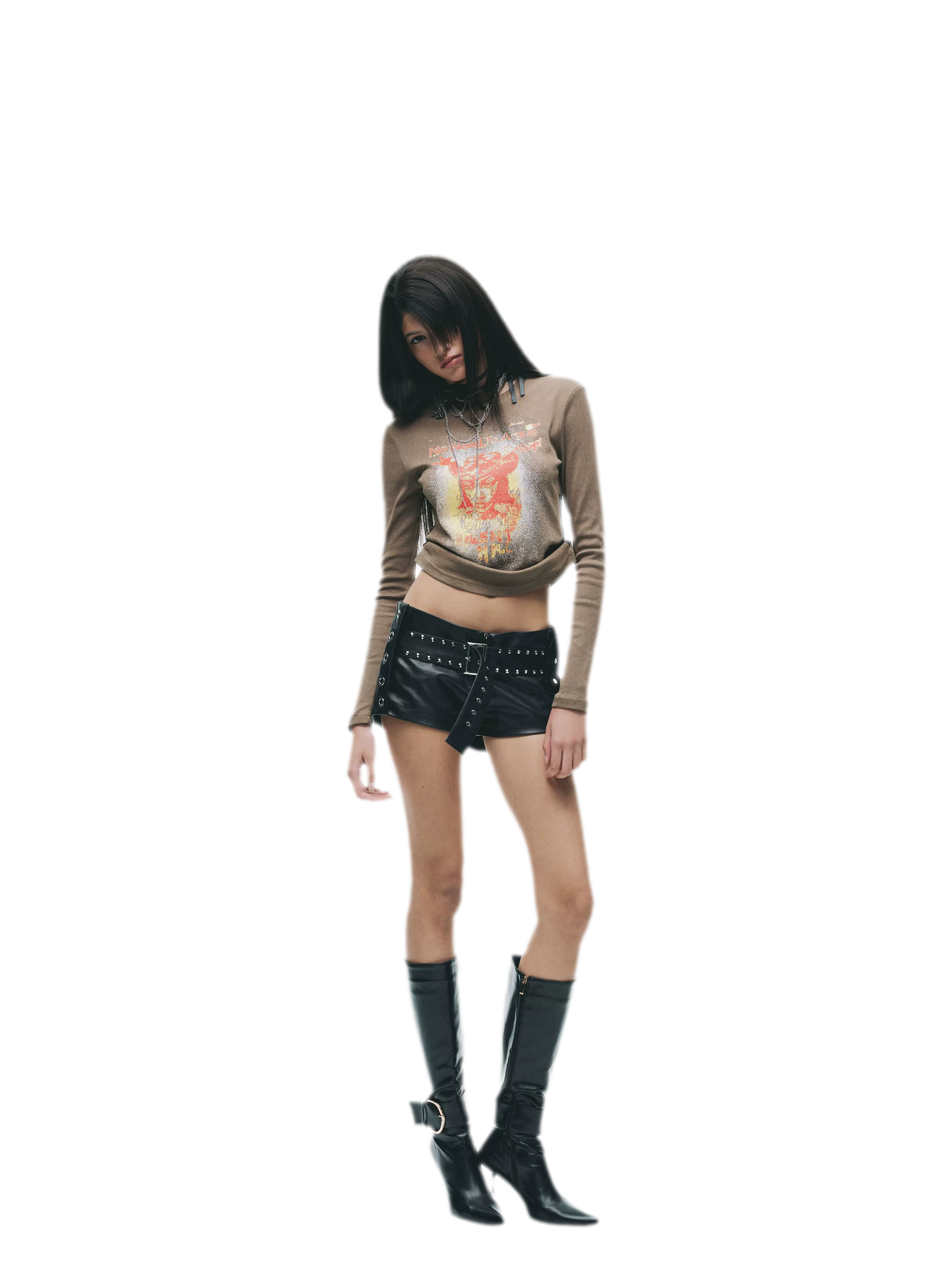 Graphic Buckle Cropped T-Shirt