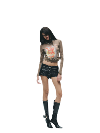 Graphic Buckle Cropped T-Shirt