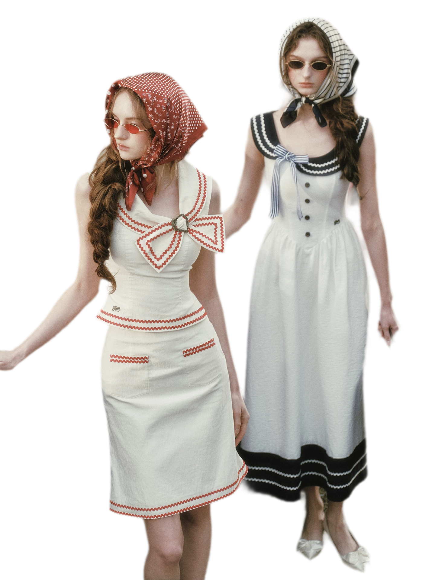 Contrast Sailor Collar Maxi Dress