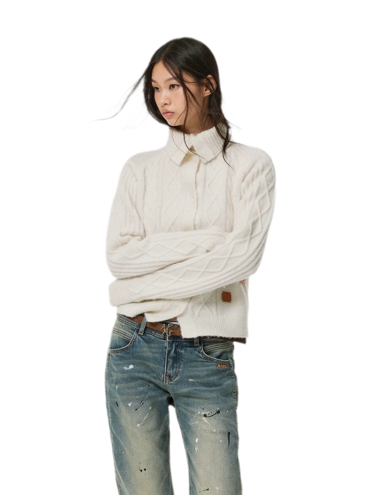 Taillierter Cardigan aus Zopfmusterstrick
