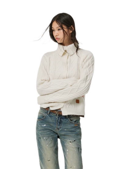 Taillierter Cardigan aus Zopfmusterstrick