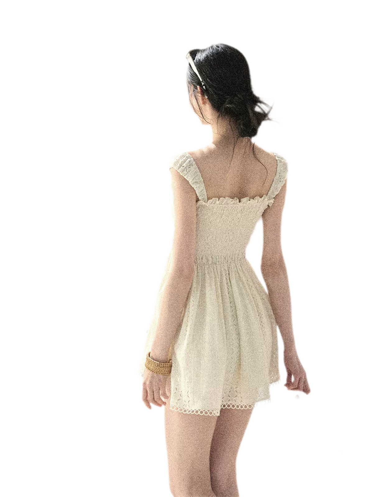 "Gap of Floral Tassels" French Style Lace Ruffled