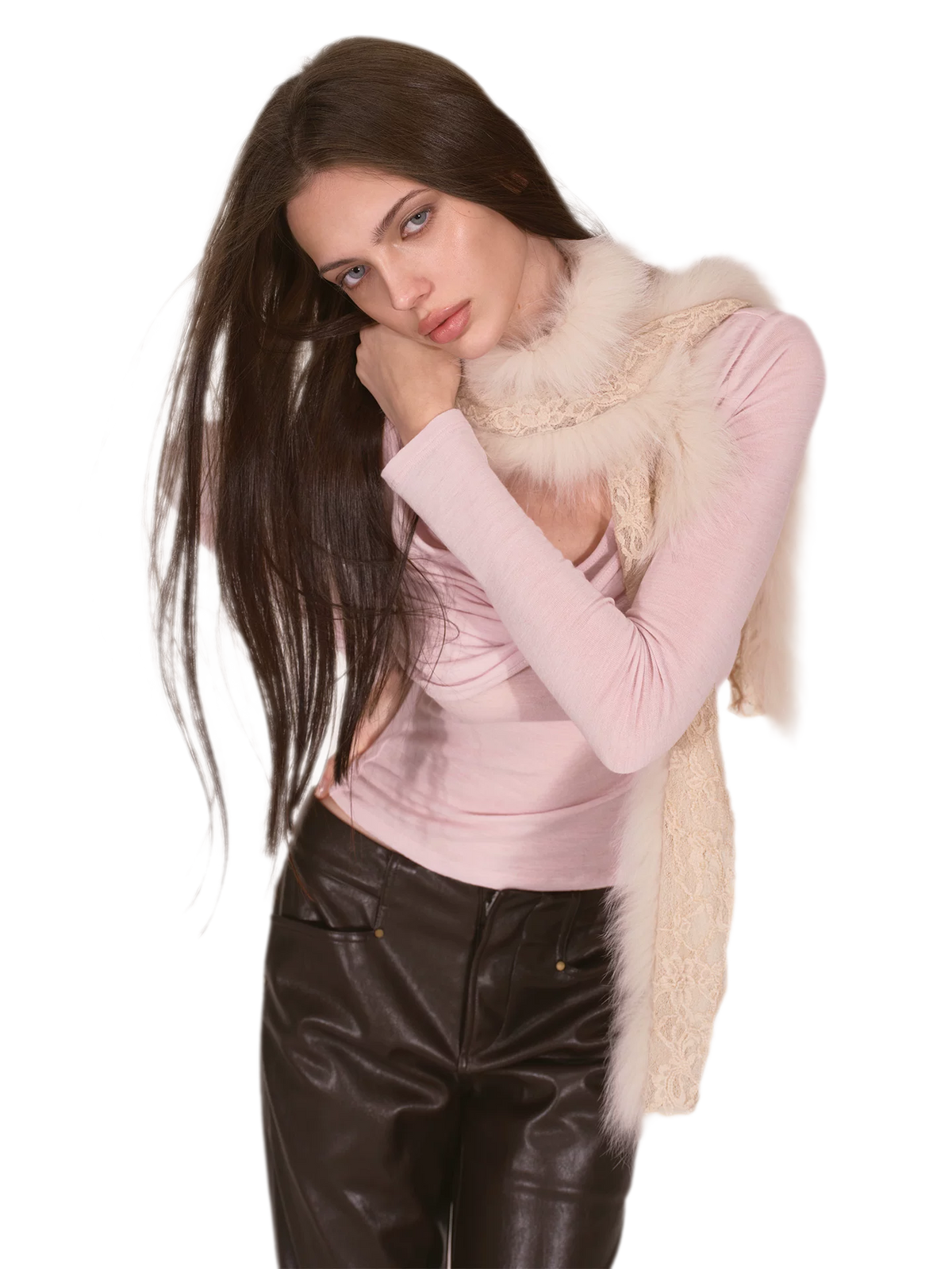 Fox Fur Lace Winter Scarf
