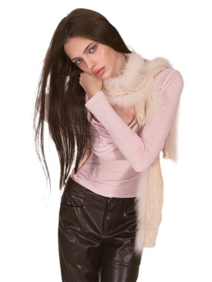Fox Fur Lace Winter Scarf