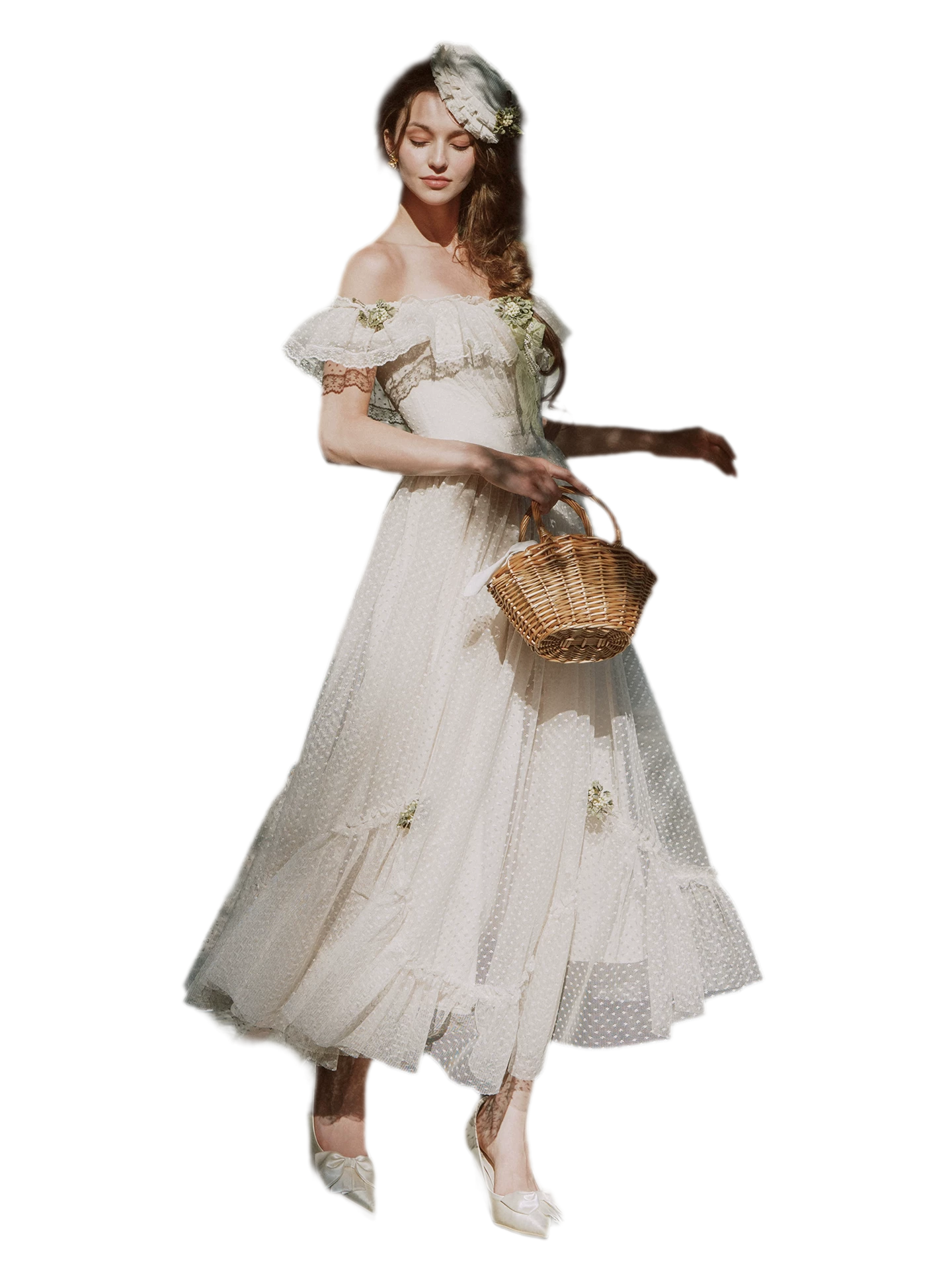French Lace Princess Midi Dress