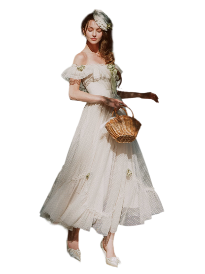 French Lace Princess Midi Dress