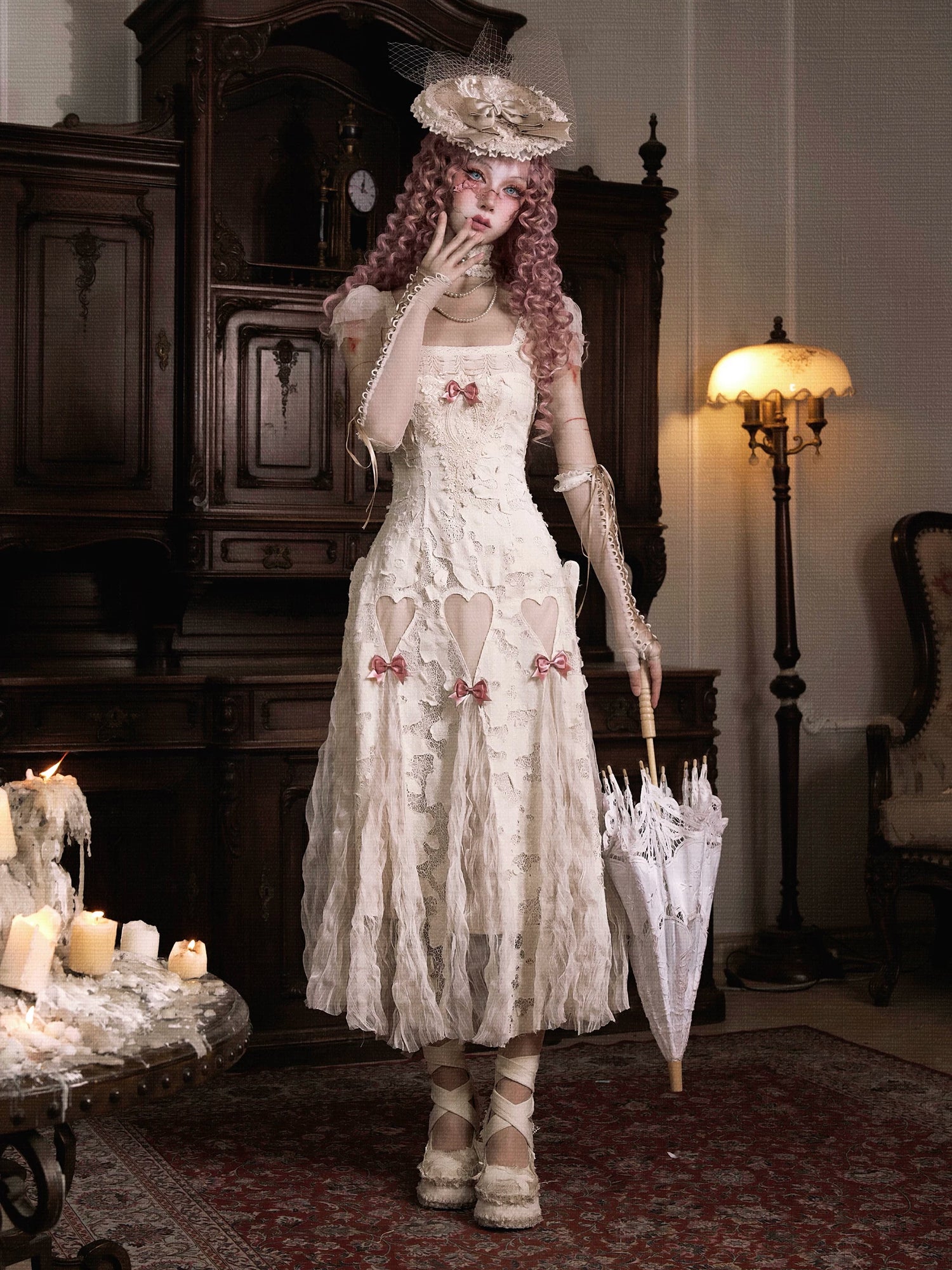 Cotton Lace Cutout Maxi Dress