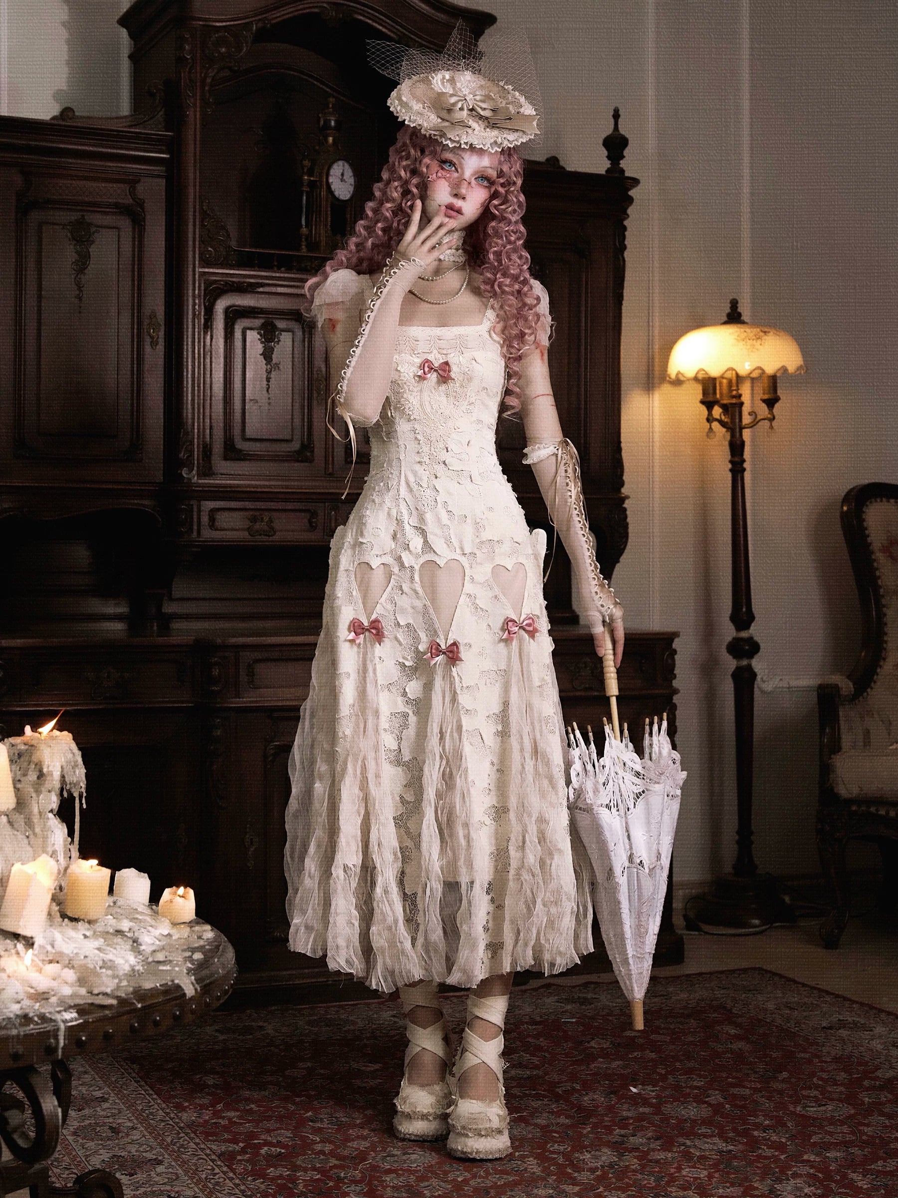 Cotton Lace Cutout Maxi Dress