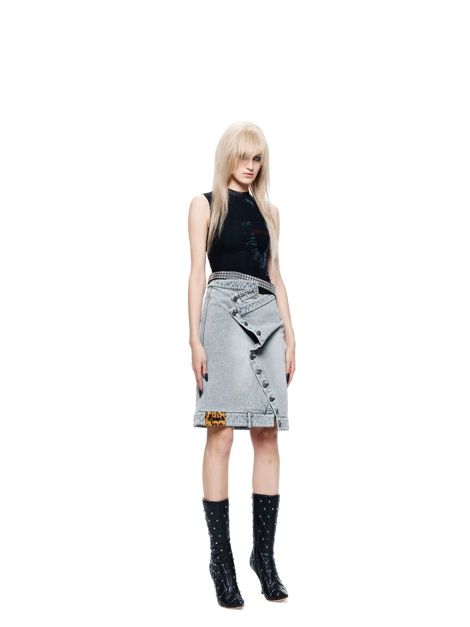 Washed Denim Light Blue Skirt