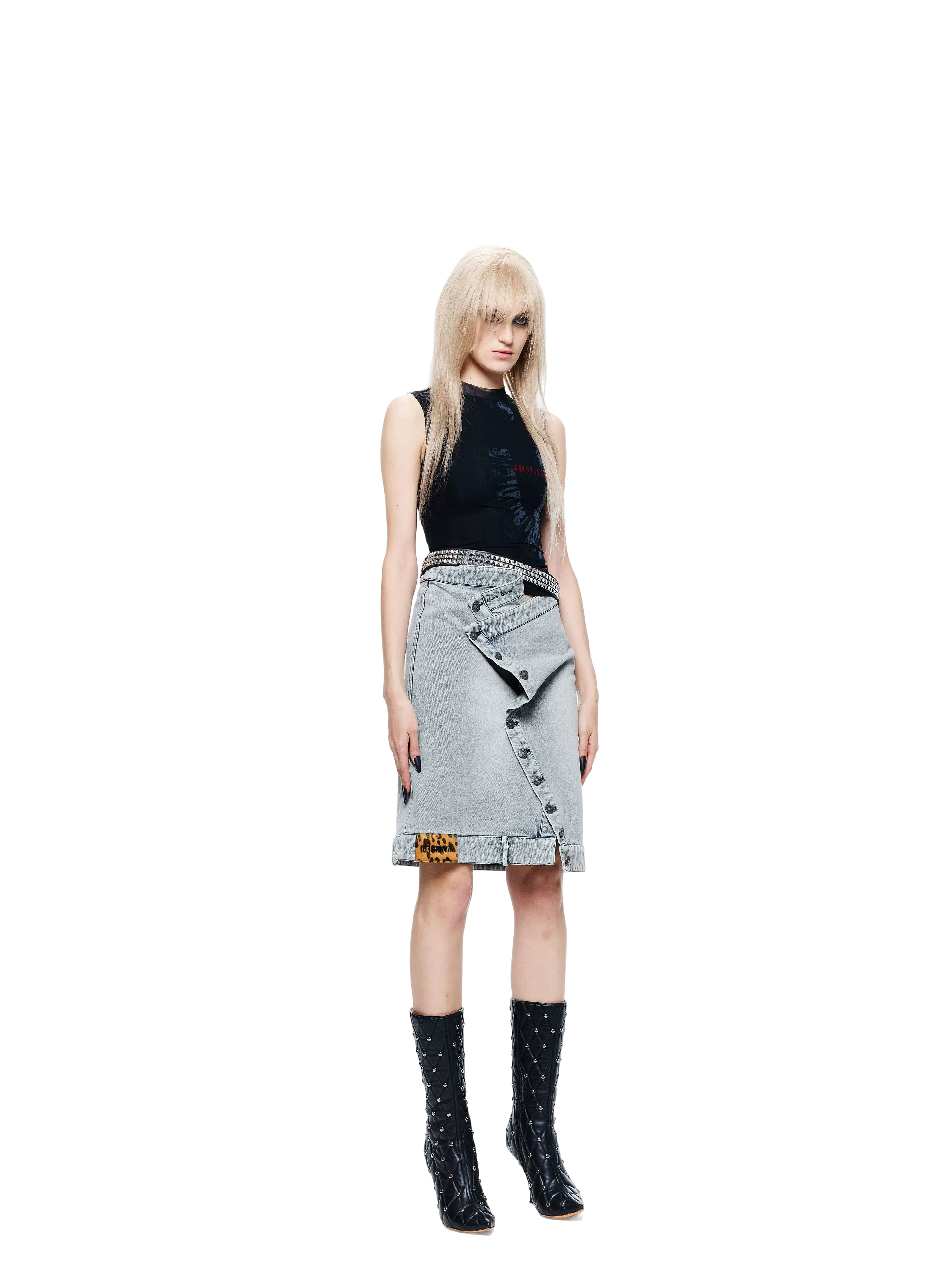 Washed Denim Light Blue Skirt