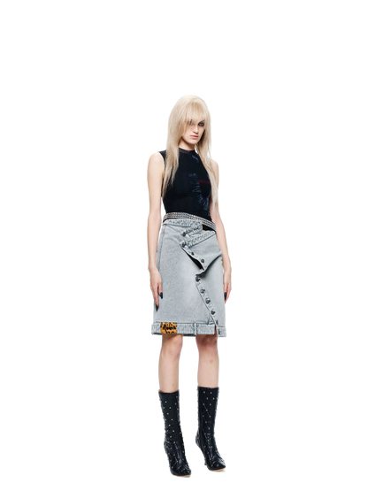 Washed Denim Light Blue Skirt