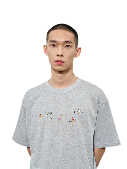 Hand Drawn Tennis Embroidery Tee