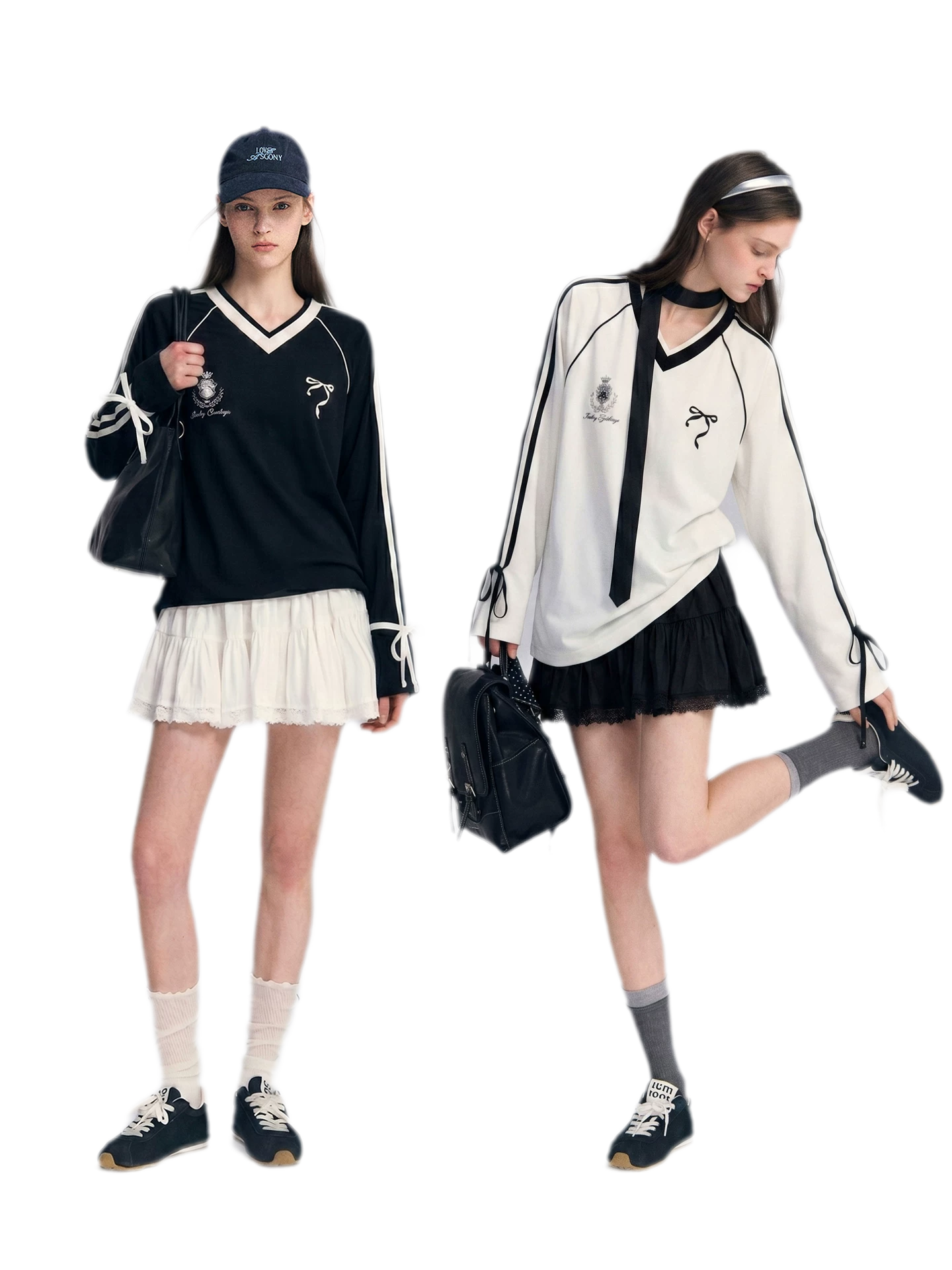 Colorblock Bow Embroidered Tee
